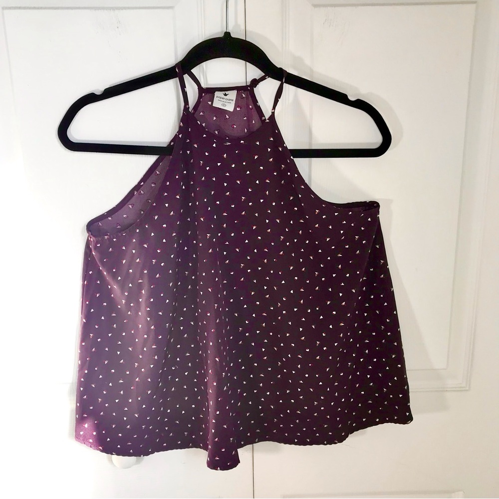 Paper Crane Plum Tank Top with White Accents - Picture 3 of 10